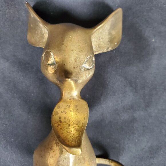 Whimsical Brass Mouse Vintage Solid Brass Animal Figurine Mid Century Retro Deco - Picture 15 of 16